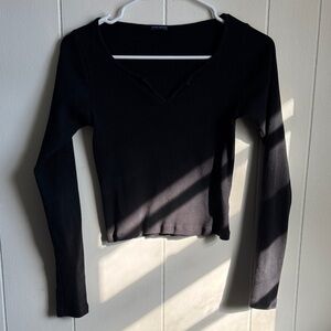 Brandy Melville Black Long Sleeve Crop Top